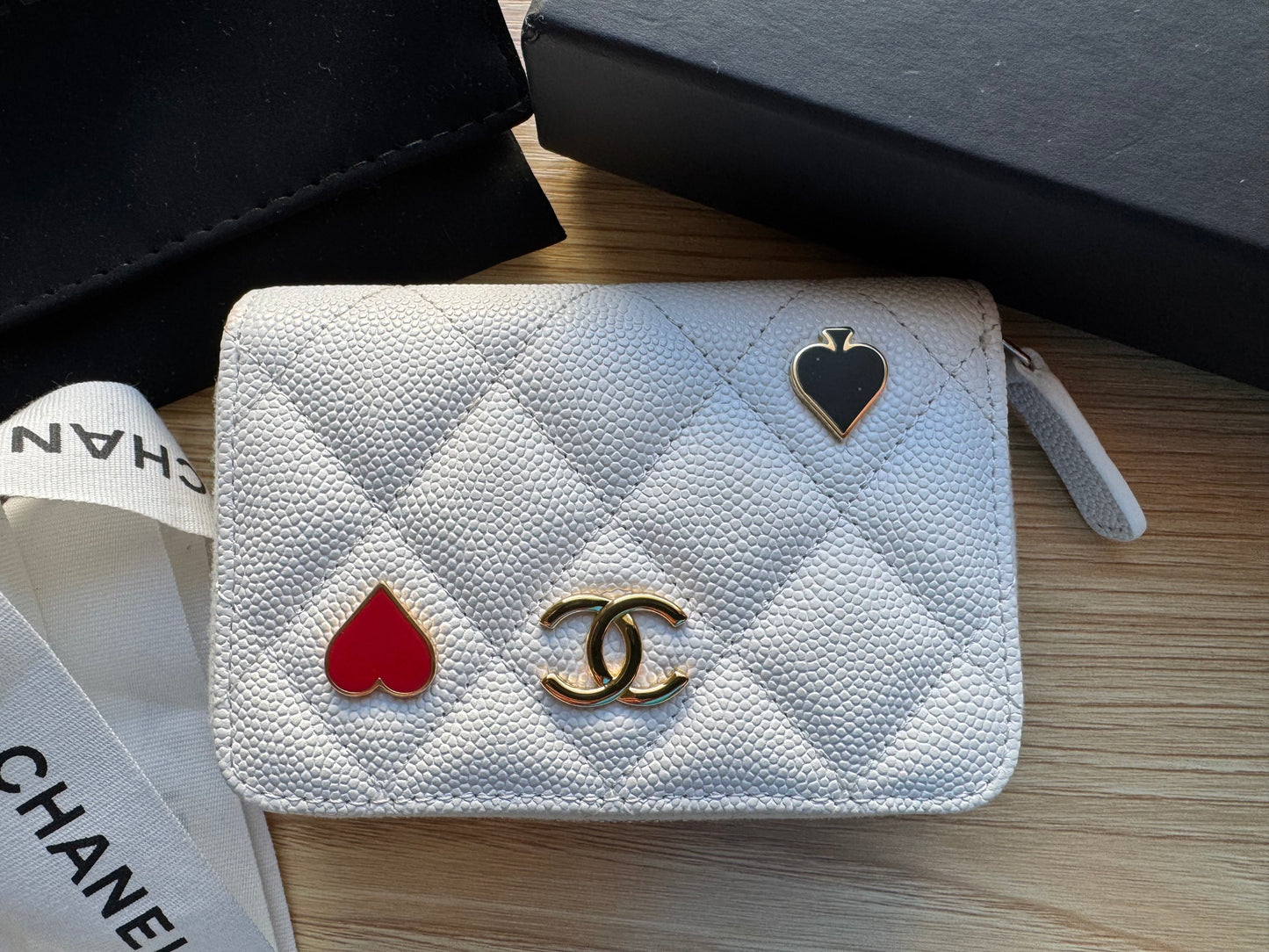 Chanel Zipped Coin Purse Casino White Caviar Limited Edition NEW