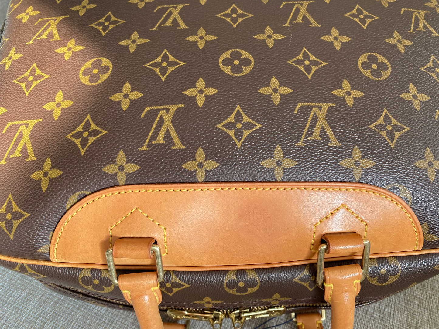 Louis Vuitton Deauville Brown Monogram Canvas Vanity Bowling Handbag
