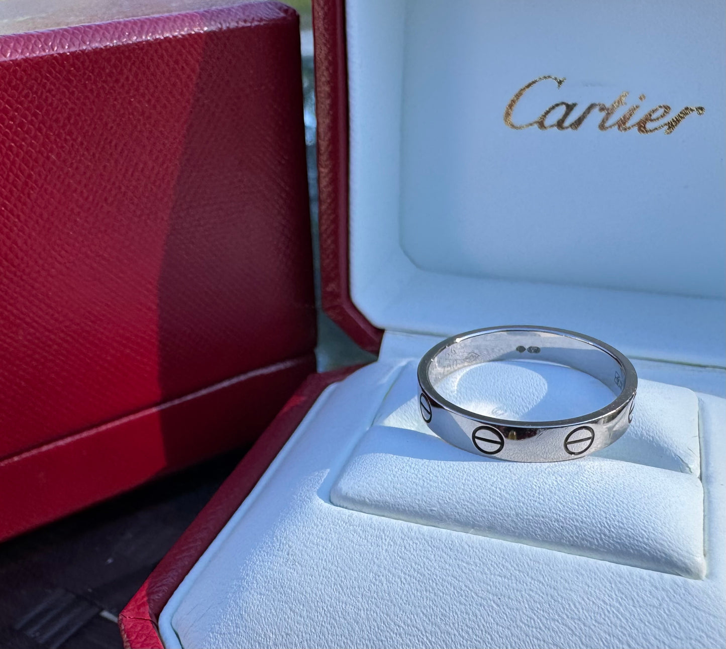 Cartier Love Band Ring 18K White Gold 3.6mm Size 55 US 7.25