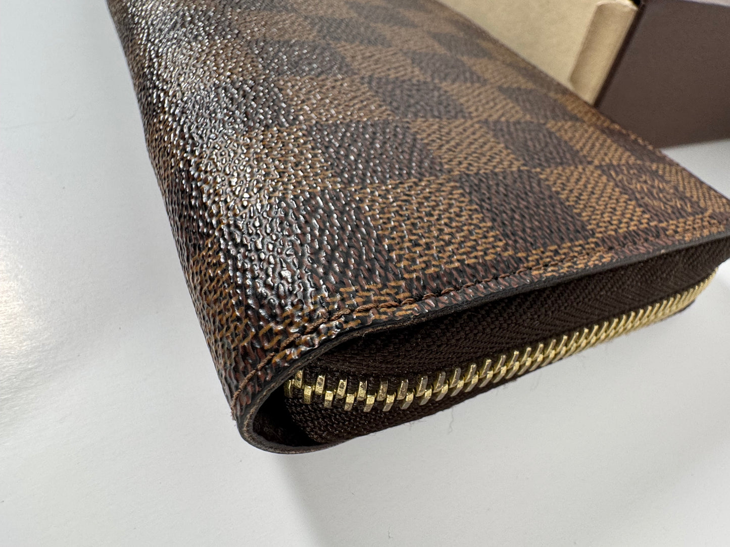 Authentic LOUIS VUITTON Damier Ebene Canvas Zippy Zip Around Long Wallet