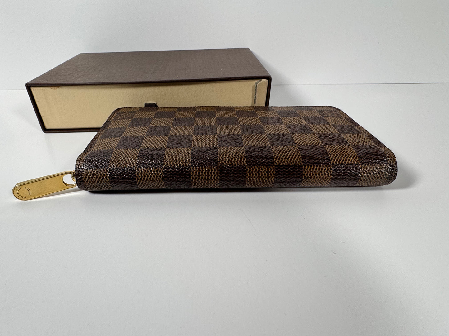 Authentic LOUIS VUITTON Damier Ebene Canvas Zippy Zip Around Long Wallet