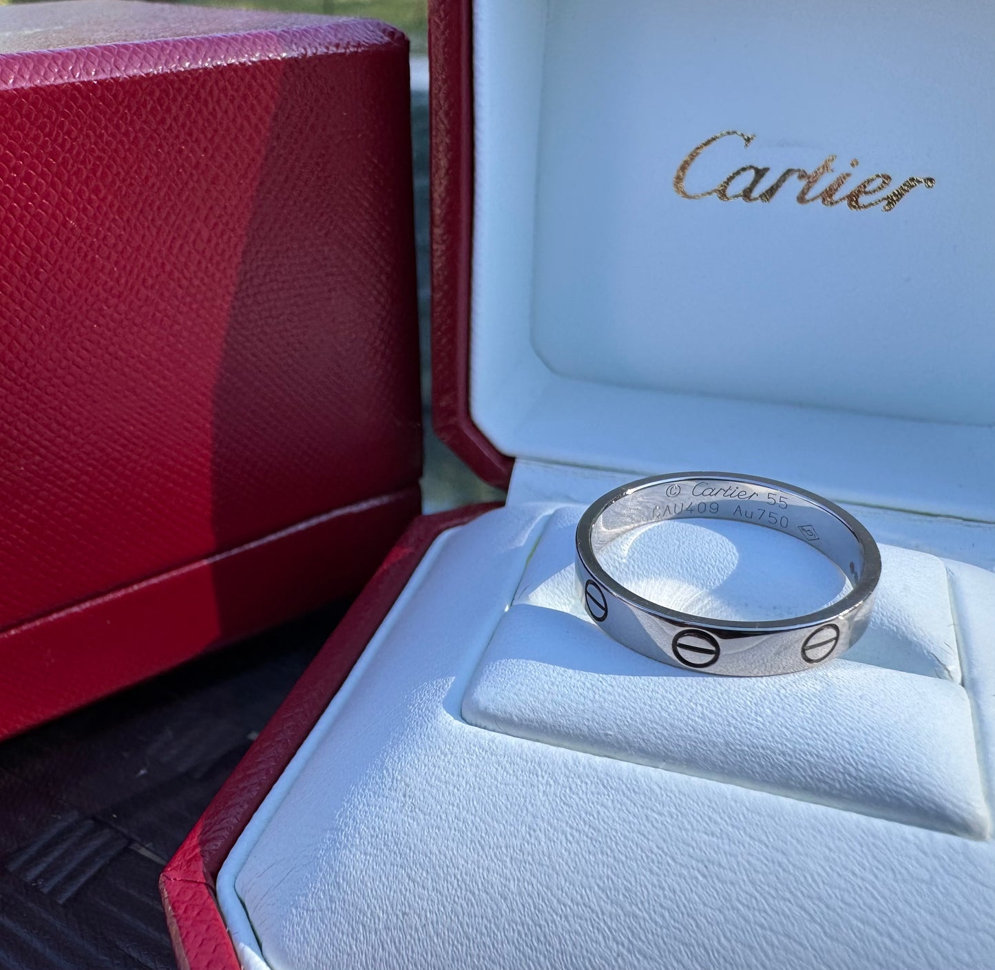 Cartier Love Band Ring 18K White Gold 3.6mm Size 55 US 7.25