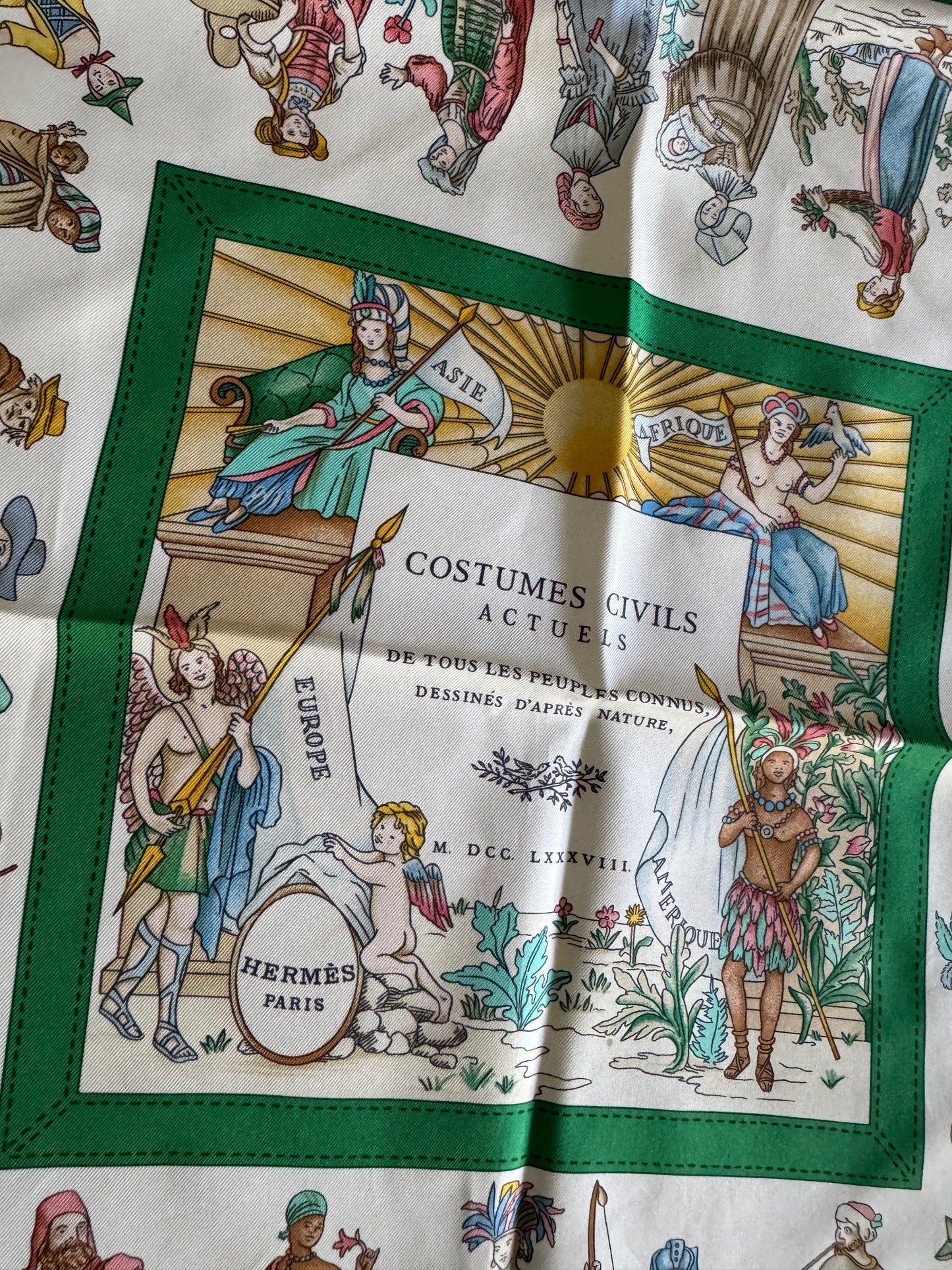 HERMES Costumes Civils Actuels Carre 90 Scarf by De La Perrier