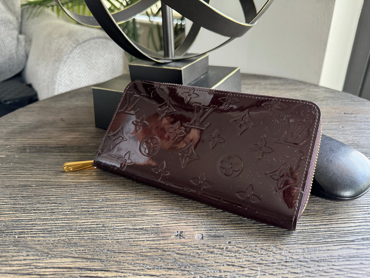 Louis Vuitton LV Monogram Burgundy Vernis Patent Leather Zippy Long Wallet 2019