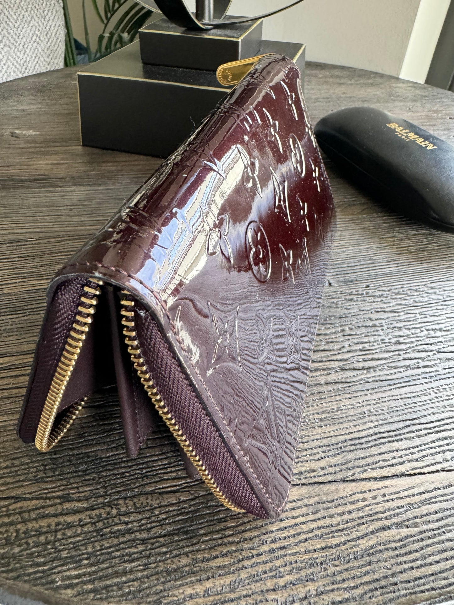 Louis Vuitton LV Monogram Burgundy Vernis Patent Leather Zippy Long Wallet 2019