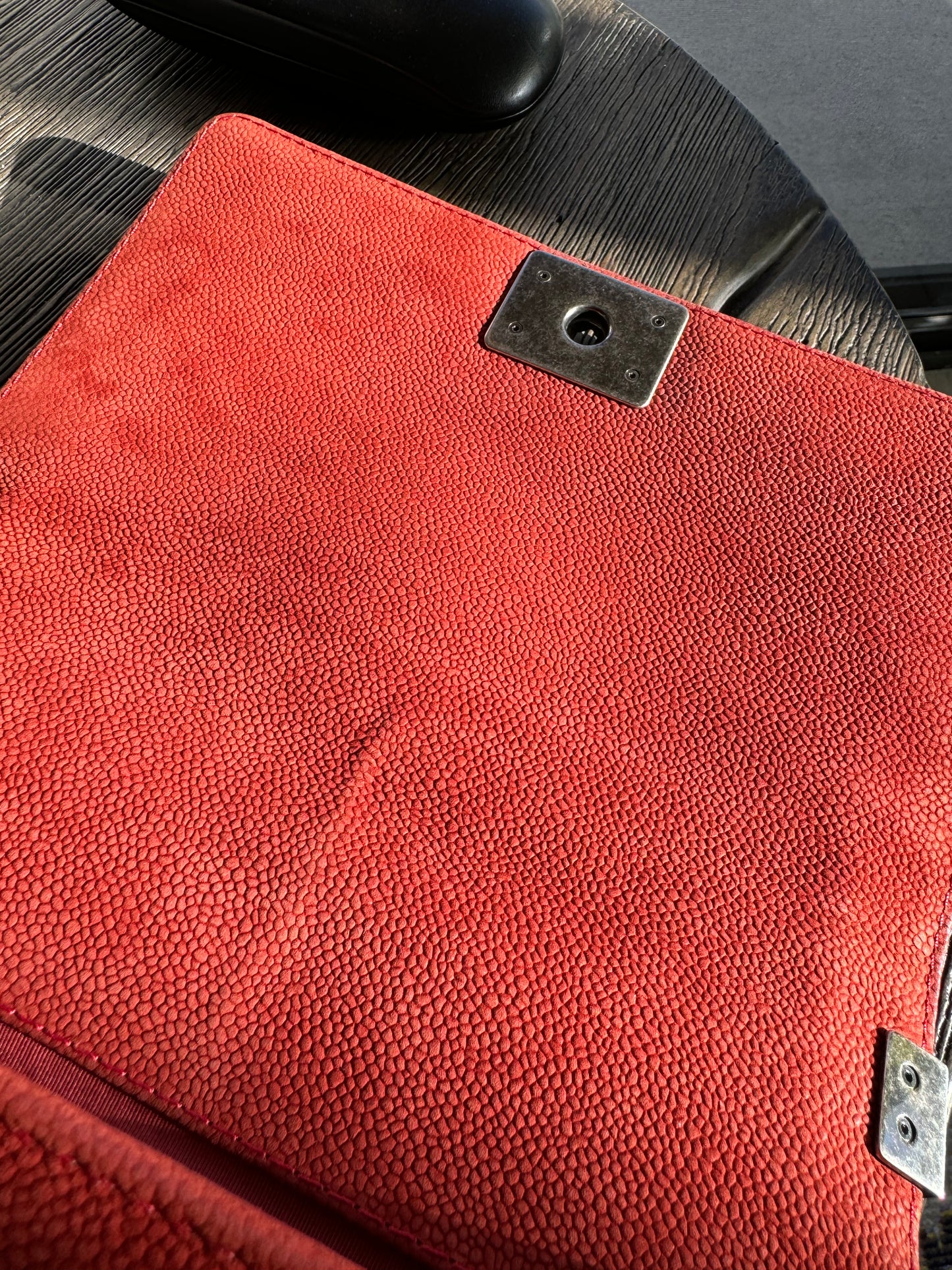 CHANEL Boy Rare Suede Caviar Skin Red