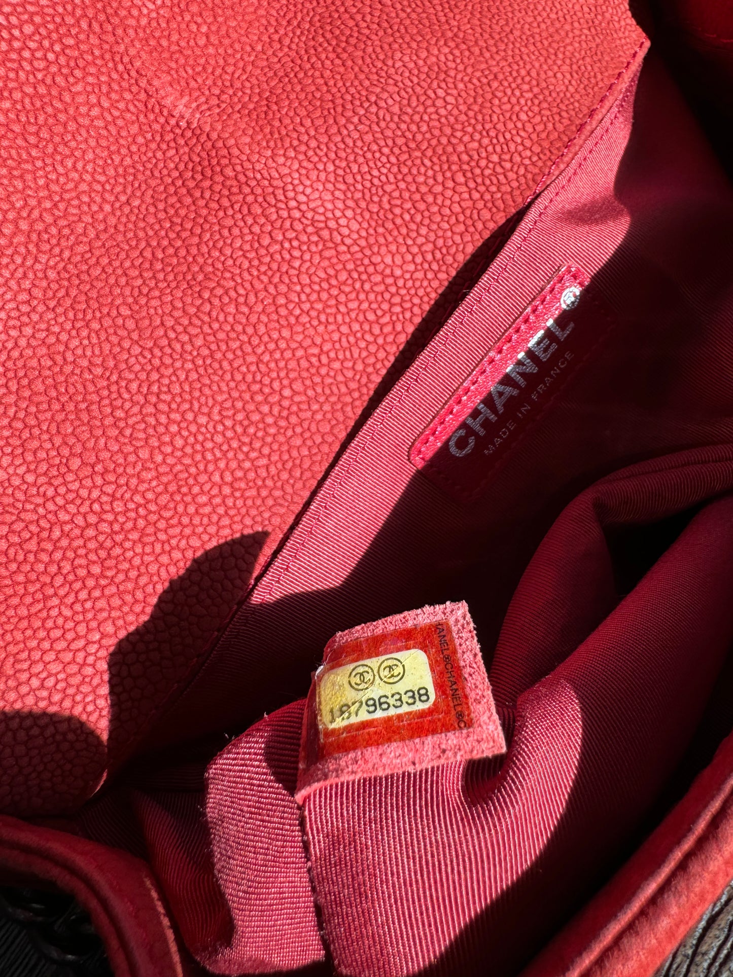 CHANEL Boy Rare Suede Caviar Skin Red