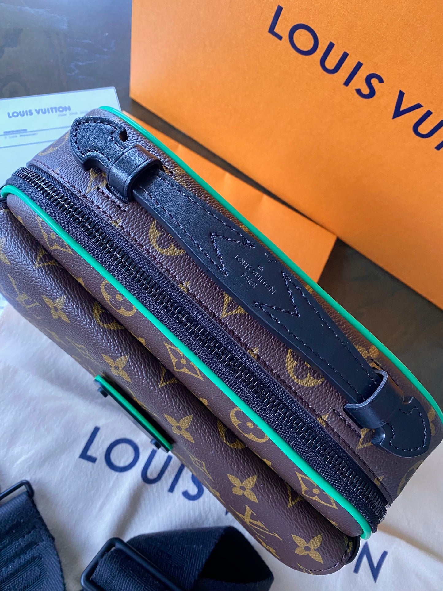 LOUIS VUITTON Monogram Macassar S Lock Messenger Crossbody Minty Green 2022