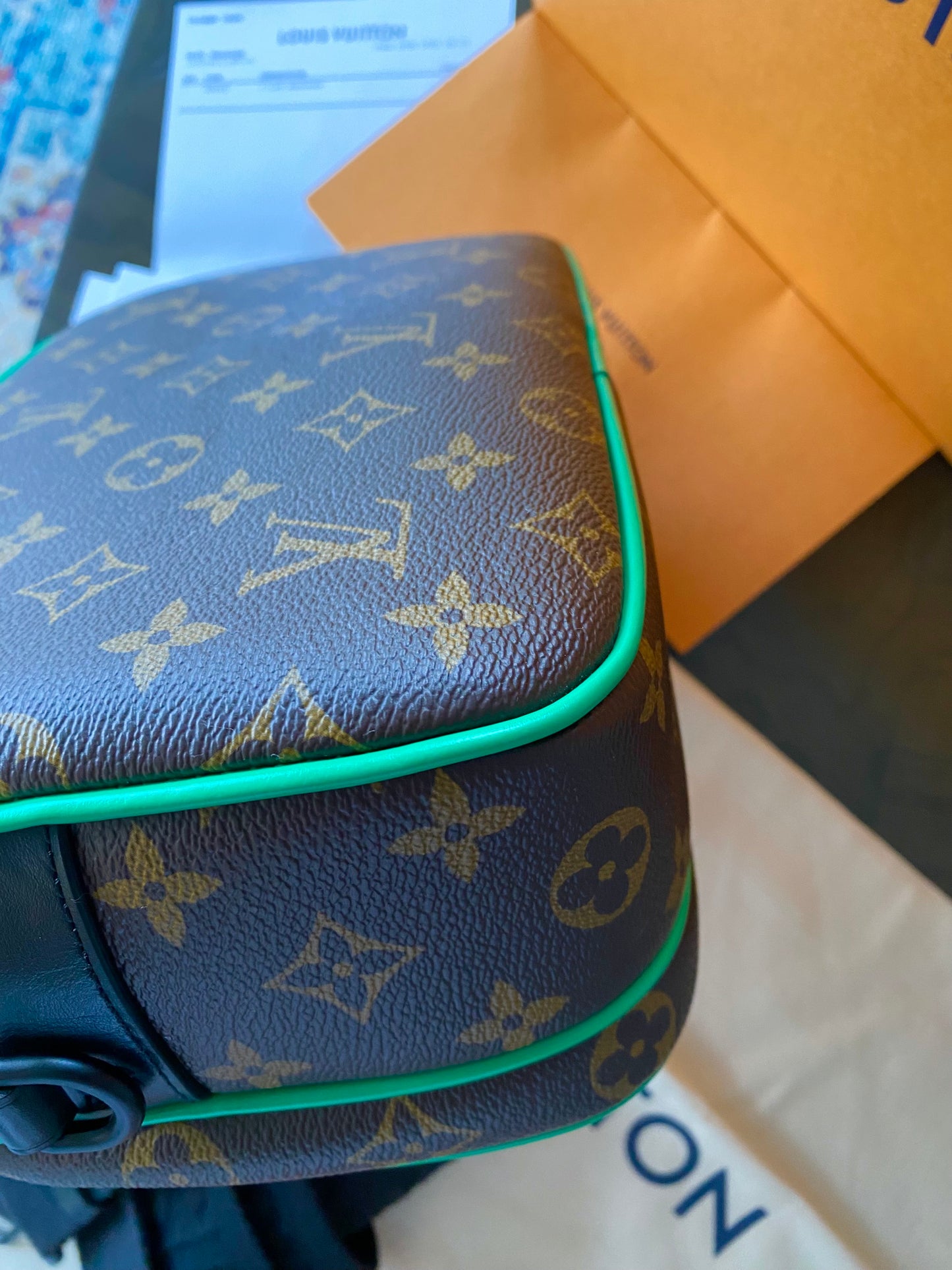 LOUIS VUITTON Monogram Macassar S Lock Messenger Crossbody Minty Green 2022