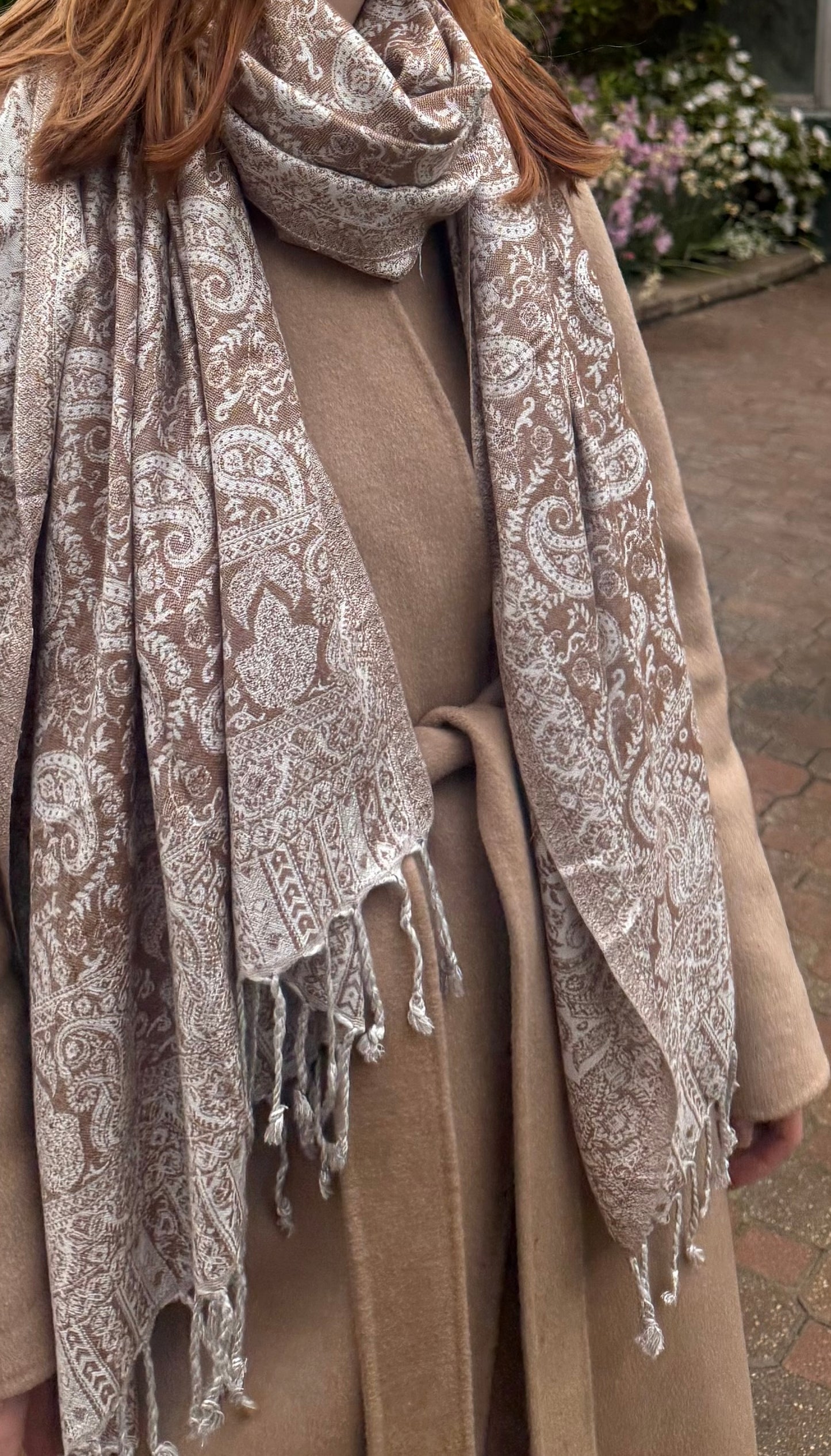 Reversible Pashmina Shawl - Mocha & Moonlight
