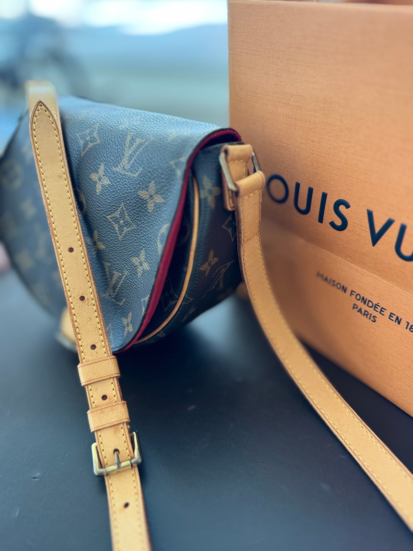 Louis Vuitton Tambourine Shoulder Bag Brown Leather