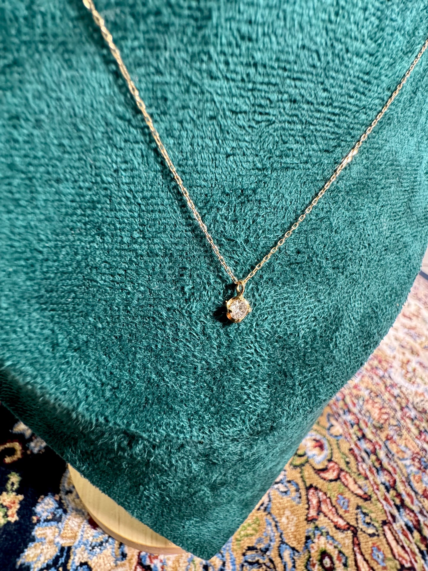 Pendant with Necklace Jewelry Natural Diamond 0.15ct 18K Gold 23 inch