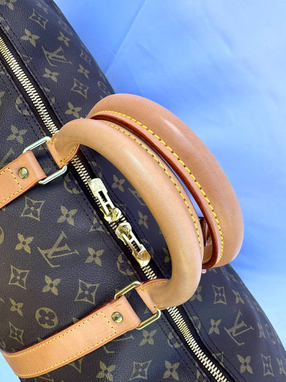 Louis Vuitton Keepall 55 Boston Duffle Travel Bag Brown Canvas