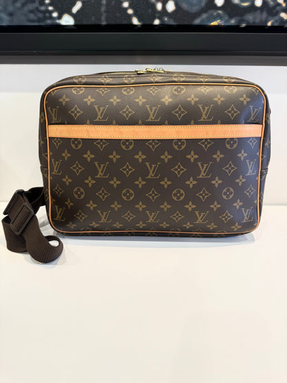 Louis Vuitton Reporter GM Messenger Crossbody Travel Bag Brown Monogram Canvas