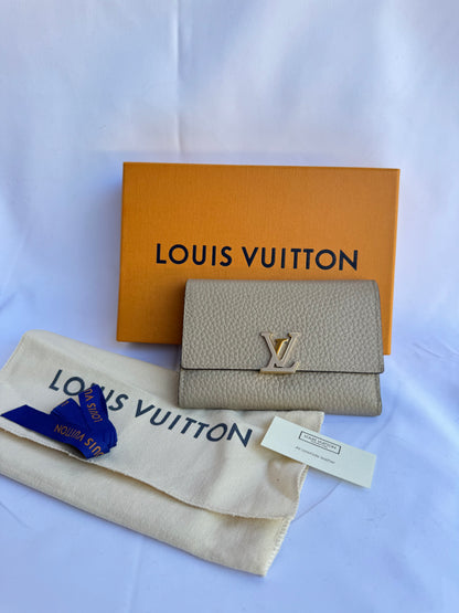 Louis Vuitton Capucines Compact Galet Trifold Wallet M62159 MRP $1030