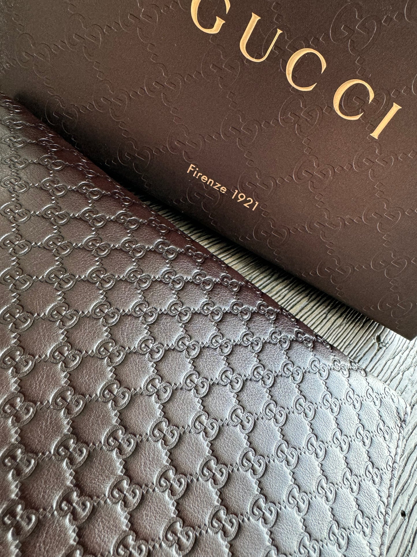 Gucci Leather Micro GG Guccissima Long Bifold Wallet