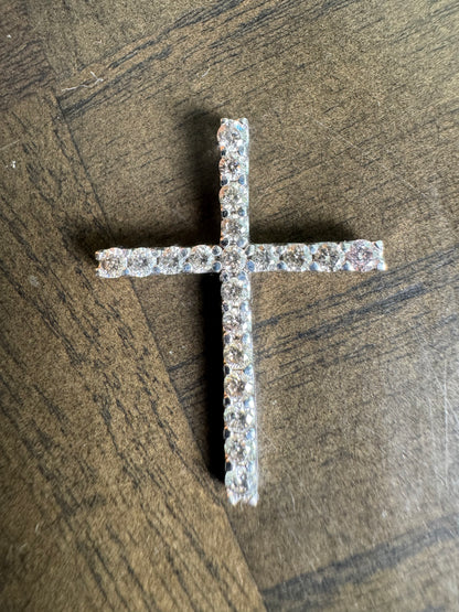 Pendant Cross 14K White Gold Jewelry Charm Natural Diamond 1ct
