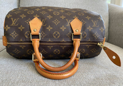 Louis Vuitton LV Speedy 30 Travel Small Duffle Bag Brown Monogram Canvas