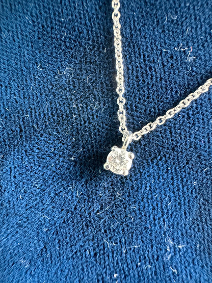 Tiffany & Co Platinum Solitaire Pendant Necklace 18" with  Round Diamond