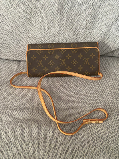 LOUIS VUITTON Pochette Twin GM 2Way Shoulder Crossbody Bag Brown Monogram Canvas