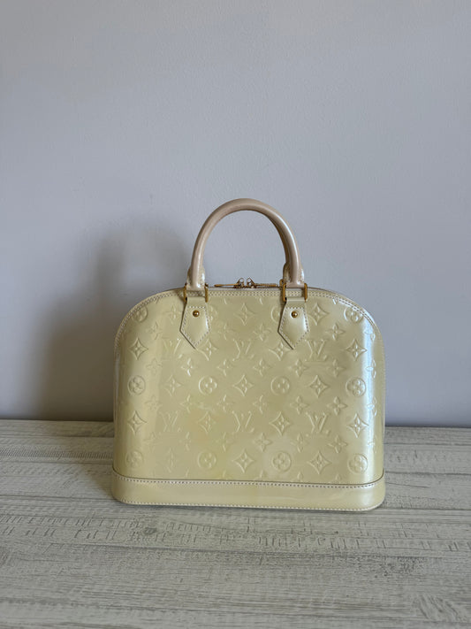 Louis Vuitton Alma Tote PM Cream Vernis Leather Monogram