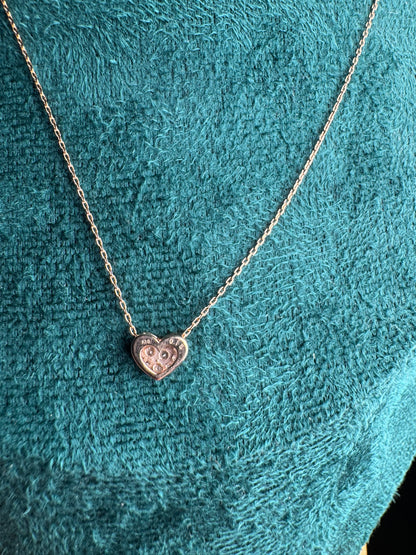 Necklace with Heart Pendant Natural Diamond 0.15ct 18K Gold 15 inches / 39cm