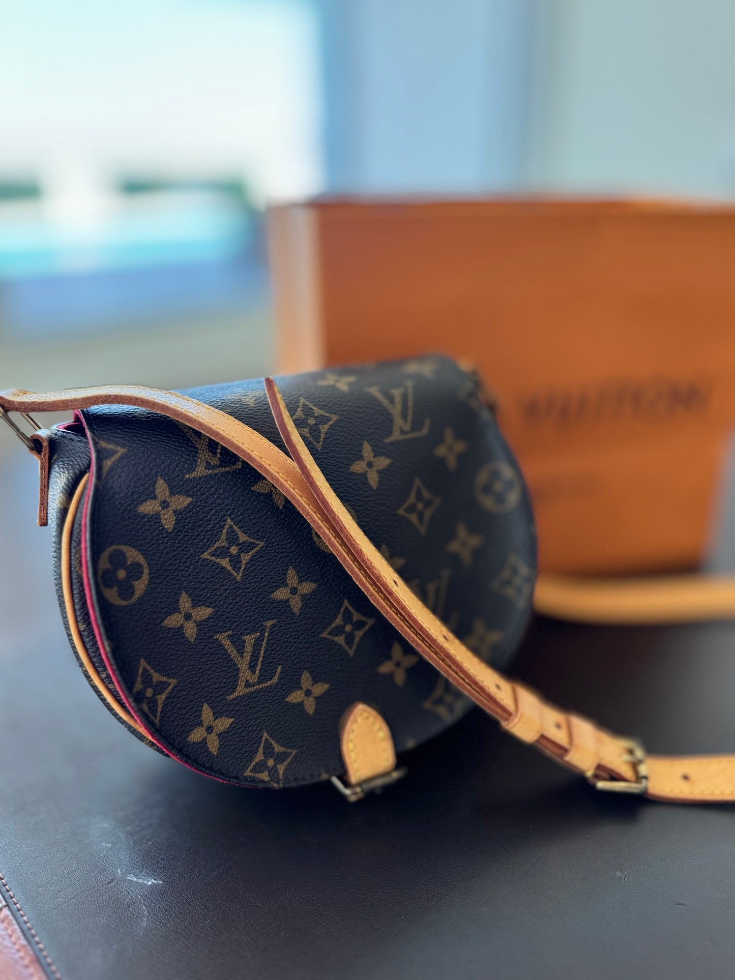 Louis Vuitton Tambourine Shoulder Bag Brown Leather