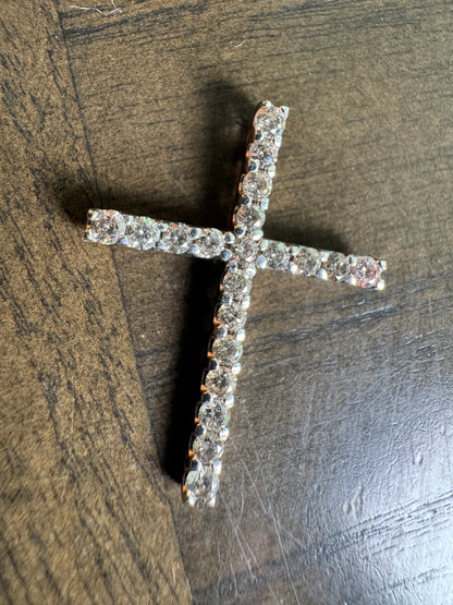 Pendant Cross 14K White Gold Jewelry Charm Natural Diamond 1ct