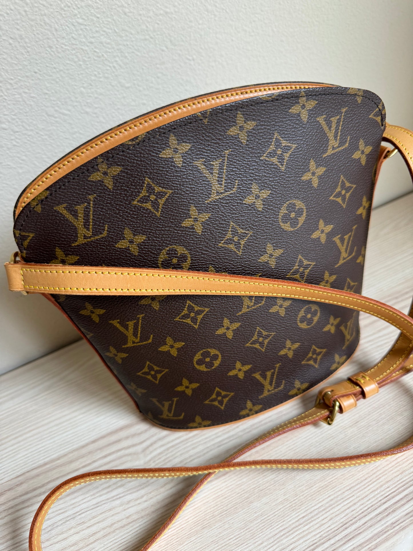 Louis Vuitton Drouot Crossbody Shoulder Bag Brown Canvas Monogram