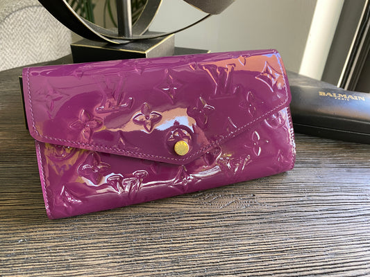 Louis Vuitton Long Wallet  Portefeuille Sarah Purple Vernis