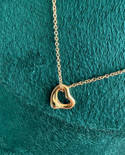 Tiffany & Co. 18k Rose Gold Elsa Peretti Open Heart 7mm Pendant Necklace 16"