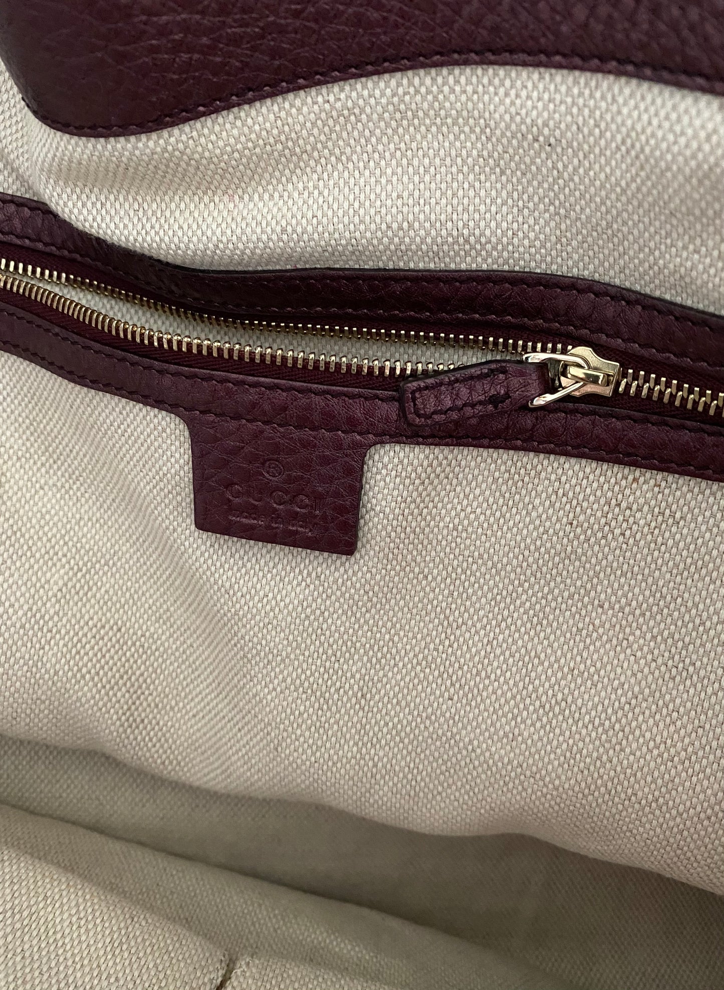 Gucci Soho Interlocking Bordeaux Leather Tote Bag