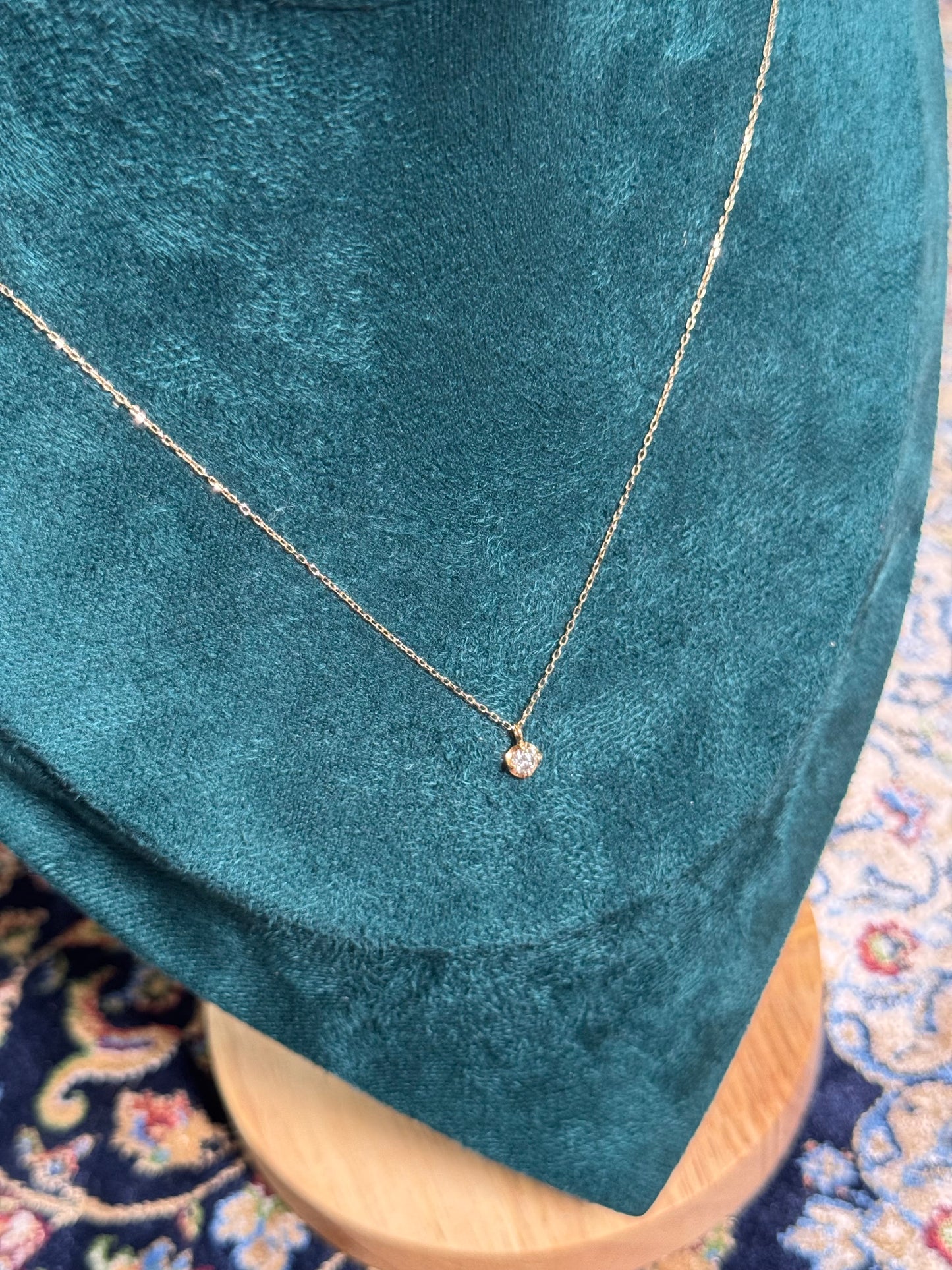 Pendant with Necklace Jewelry Natural Diamond 0.15ct 18K Gold 23 inch