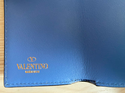 VALENTINO Garavani Rock Studs Leather Compact Trifold Wallet