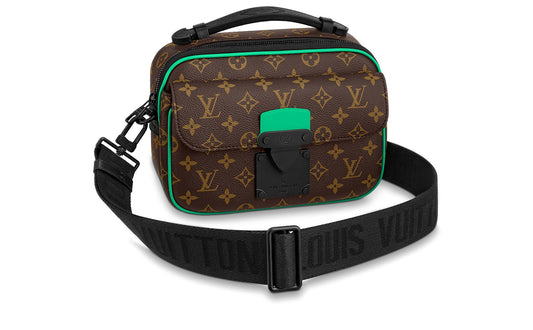 LOUIS VUITTON Monogram Macassar S Lock Messenger Crossbody Minty Green 2022