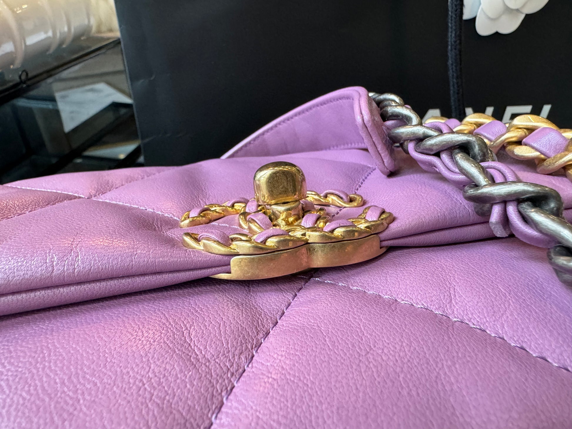 Chanel 19 bag cheap purple