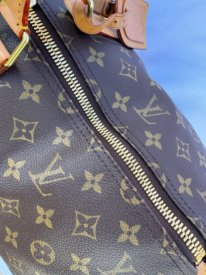 Louis Vuitton Keepall 55 Boston Duffle Travel Bag Brown Canvas