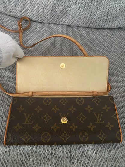 LOUIS VUITTON Pochette Twin GM 2Way Shoulder Crossbody Bag Brown Monogram Canvas