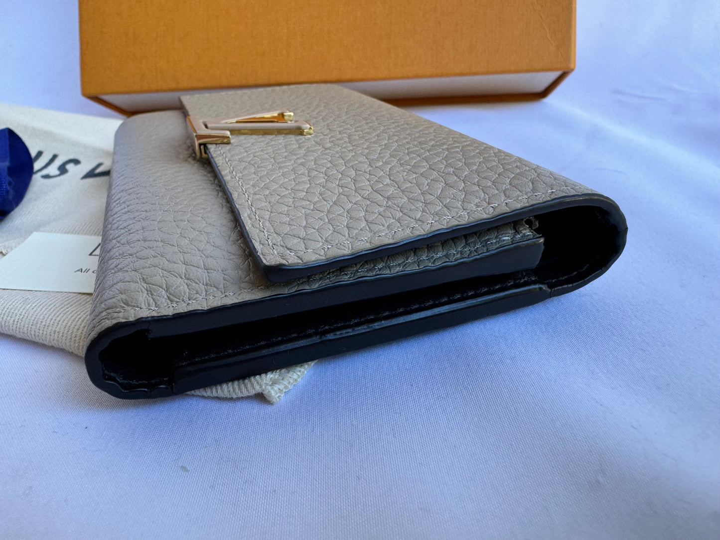 Louis Vuitton Capucines Compact Galet Trifold Wallet M62159 MRP $1030