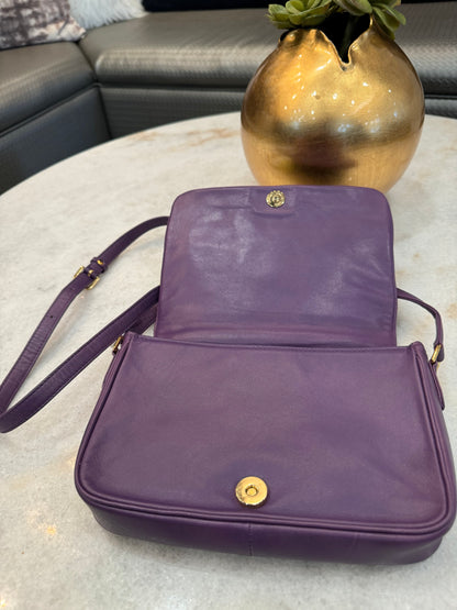 Valentino Garavani Crossbody Quilted Purple Leather Bag