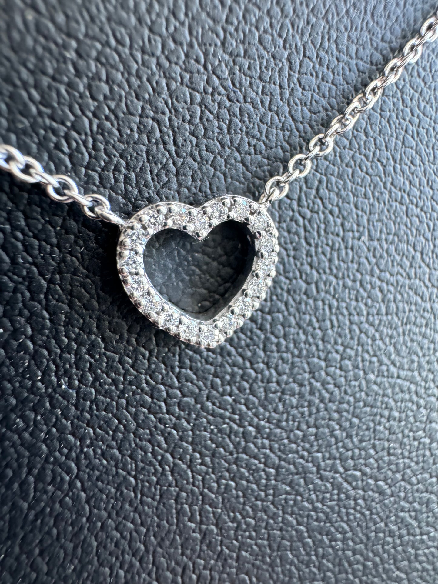 Tiffany & Co Diamond 18K White Gold Metro Heart Pendant 16.5" Necklace in Box