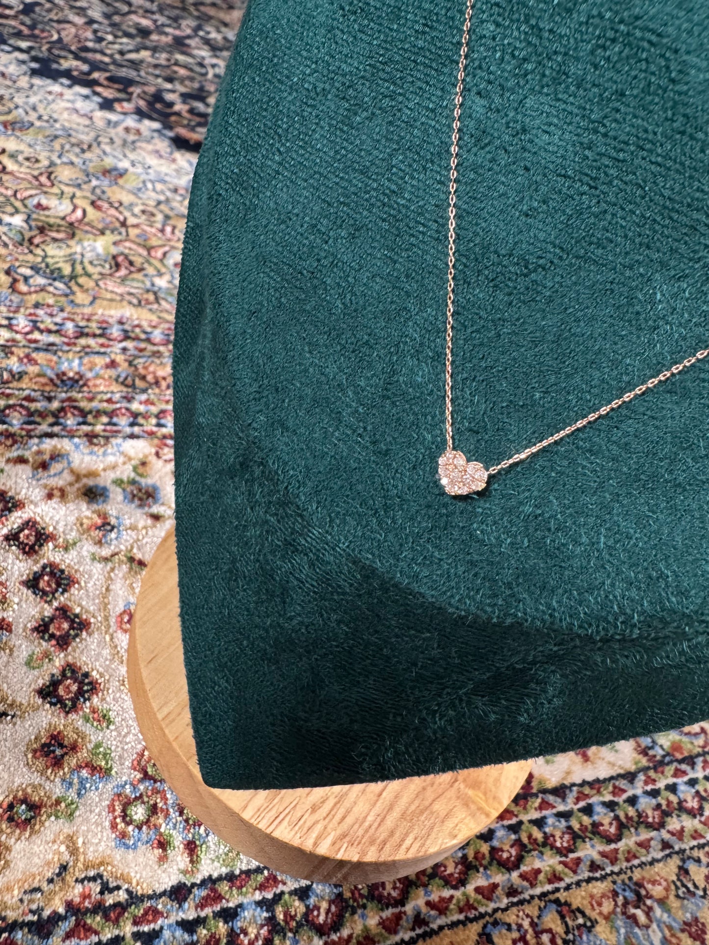 Necklace with Heart Pendant Natural Diamond 0.15ct 18K Gold 15 inches / 39cm