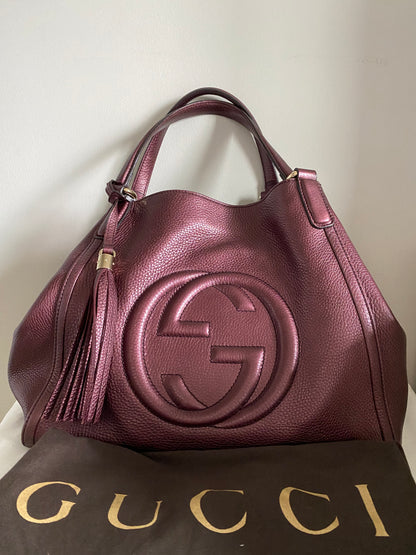 Gucci Soho Interlocking Bordeaux Leather Tote Bag