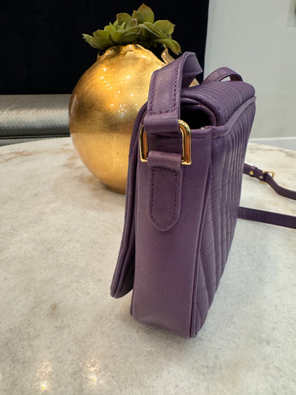 Valentino Garavani Crossbody Quilted Purple Leather Bag