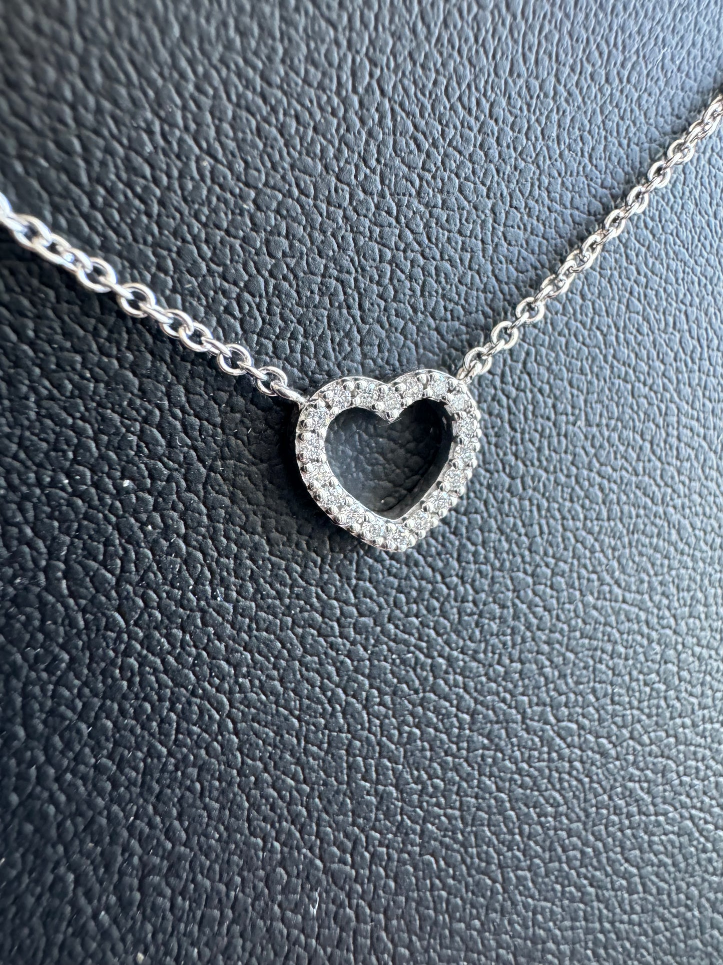 Tiffany & Co Diamond 18K White Gold Metro Heart Pendant 16.5" Necklace in Box