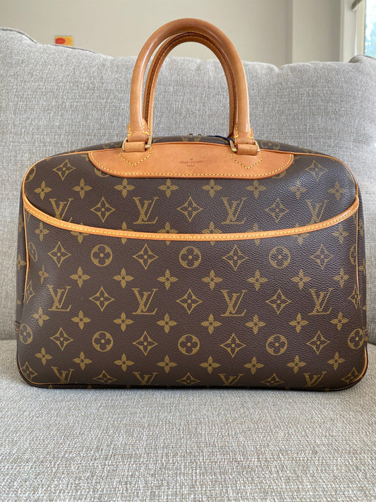 Louis Vuitton Deauville Brown Monogram Canvas Vanity Bowling Handbag