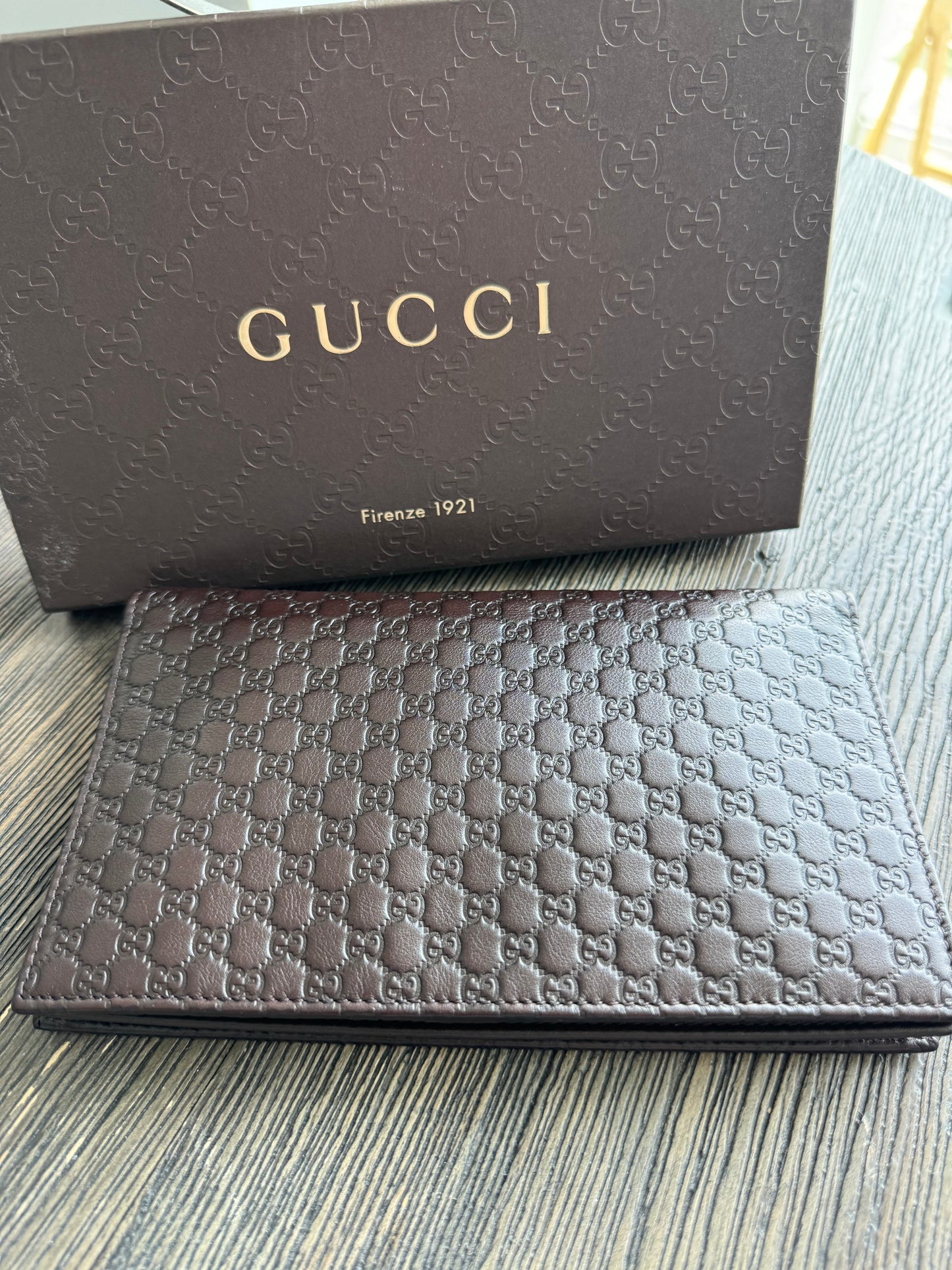 Gucci Leather Micro GG Guccissima Long Bifold Wallet