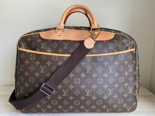 Louis Vuitton Alize 24H Two Compartments Travel Bag Brown Canvas