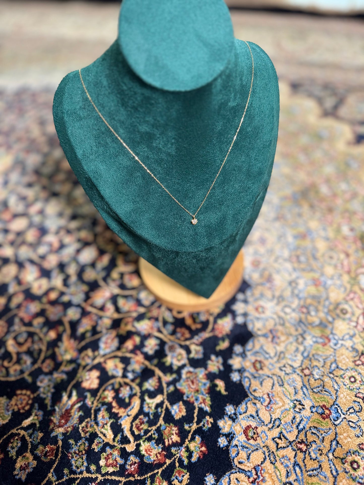 Pendant with Necklace Jewelry Natural Diamond 0.15ct 18K Gold 23 inch