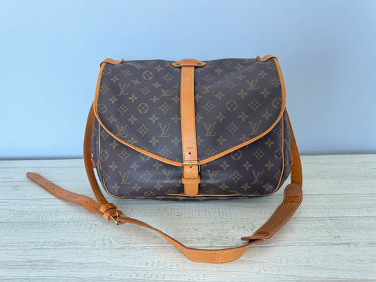 Louis Vuitton Saumur 35 Shoulder Crossbody Bag Brown Canvas